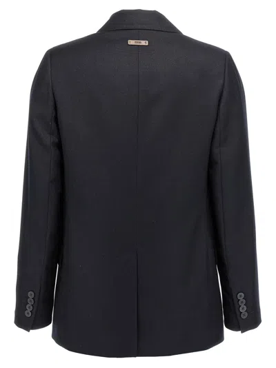 Peserico Shiny Blazer With Lapel And Pockets In Black