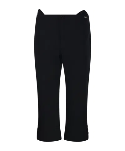 Victoria Beckham Buttoned Cuff Cropped Wool Trousers In Black