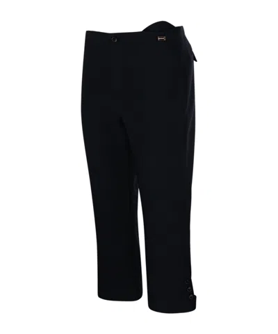 Victoria Beckham Buttoned Cuff Cropped Wool Trousers In Black