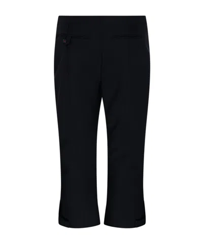Victoria Beckham Buttoned Cuff Cropped Wool Trousers In Black