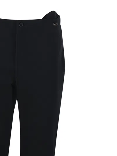 Victoria Beckham Buttoned Cuff Cropped Wool Trousers In Black