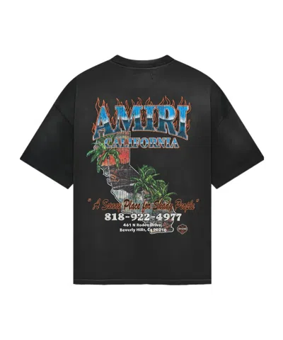 Amiri Sunny Place Logo-print Cotton-blend Jersey T-shirt In Black