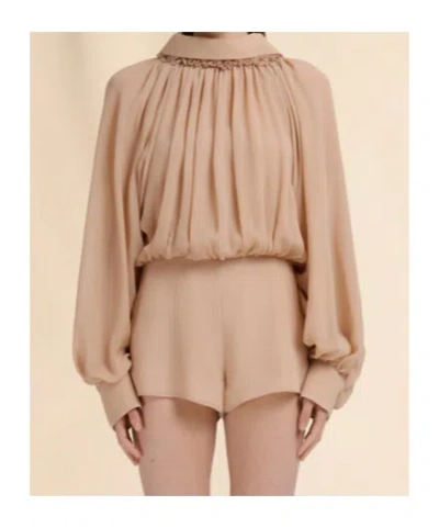 Marni Puff-sleeve Gathered Jumpsuit In Brown