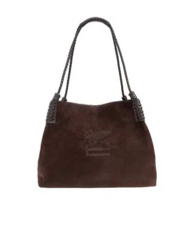 Etro Libra Suede Tote Bag In Burgundy