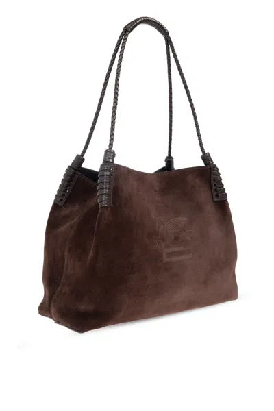 Etro Libra Suede Tote Bag In Burgundy