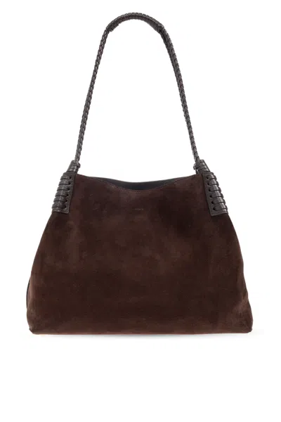 Etro Libra Suede Tote Bag In Burgundy