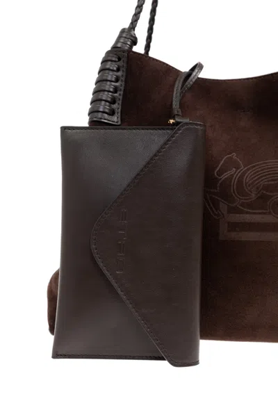 Etro Libra Suede Tote Bag In Burgundy