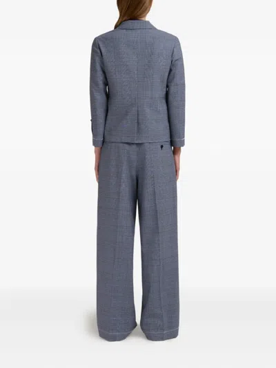 Marni Blue Wool Cropped Jacket With Prince Of Wales Check
