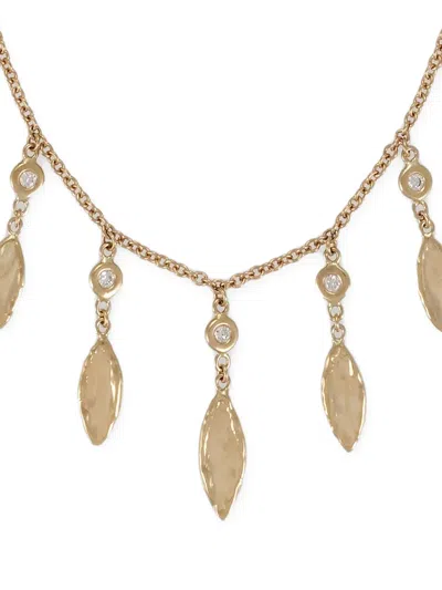 Jacquie Aiche 14k Yellow Gold 7 Dia Graduated Hammered Marquise Shaker Necklace