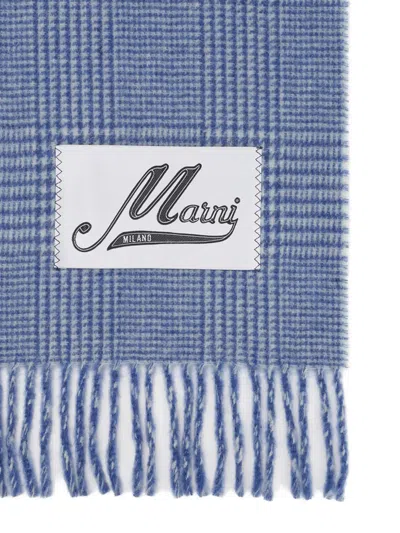 Marni Double-face Wool Scarf Scarves And Foulards Blue In Blue