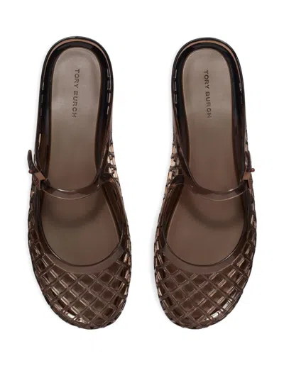 Tory Burch Mellow Jelly Mary Jane Ballerina Mules In Purple