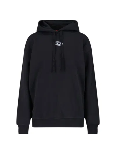Diesel Hoodie With Metal-effect Oval D Logo In Black