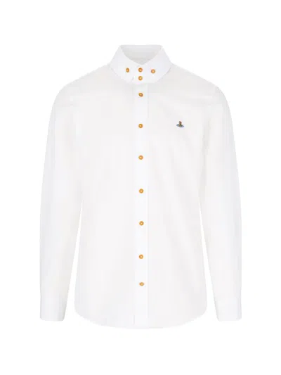 Vivienne Westwood Shirt With Subtle Orb Embroidery And Tailored Fit In Gray