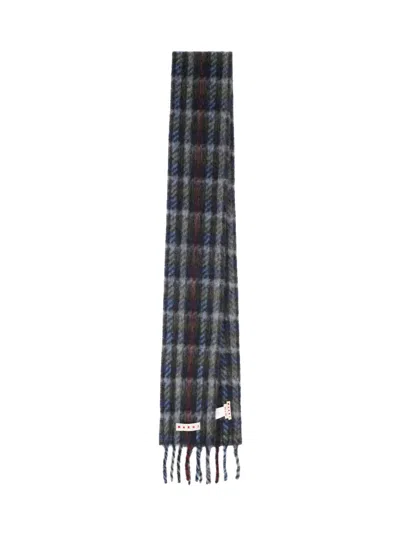 Marni Soft Fringed Scarf Multicolored Pattern In Black