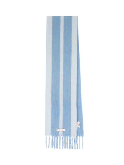 Marni Vertical Striped Scarf With Fringed Ends