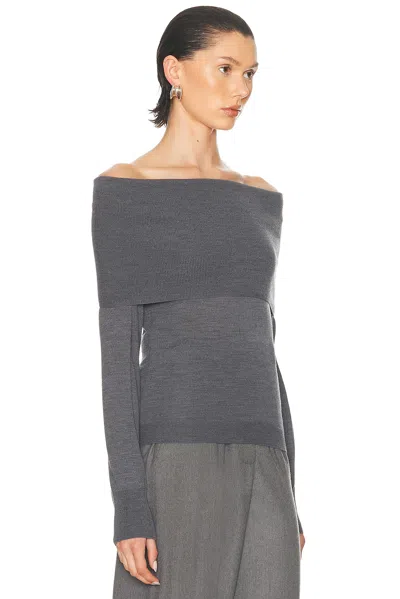 Stella Mccartney Bardot Neck Sweater In Grey Virgin Wool In Green