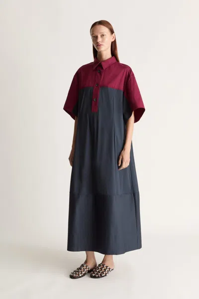 Lee Mathews Colour-block Short-sleeved Mini Dress In Blue