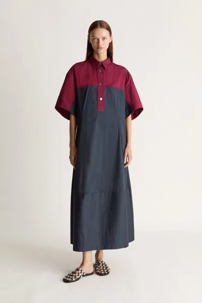 Lee Mathews Colour-block Short-sleeved Mini Dress In Blue