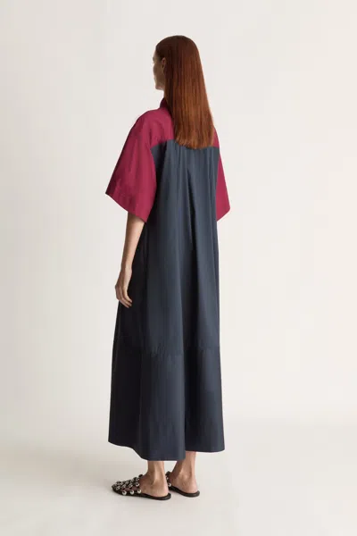 Lee Mathews Colour-block Short-sleeved Mini Dress In Blue