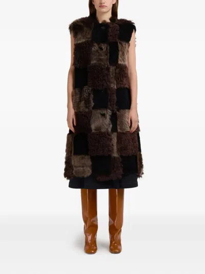Marni Patchwork Design Shearling Vest