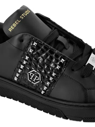 Philipp Plein Stud-embellished Low Sneakers In Black