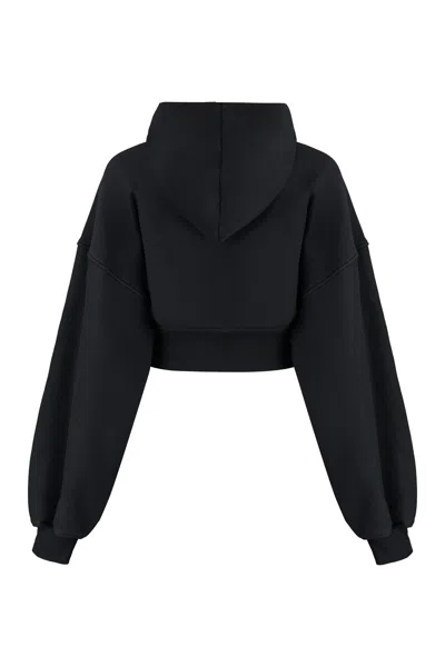 Alexander Wang T T By Alexander Wang Cropped Zip-up Hoodie In Black