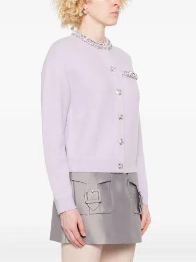 Self-portrait Knitted Cardigan With Crystals