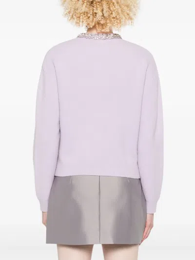 Self-portrait Knitted Cardigan With Crystals