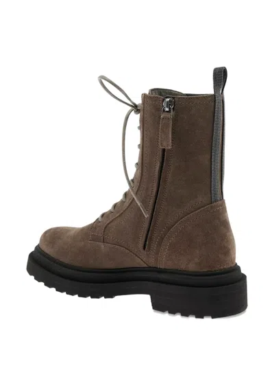 Brunello Cucinelli Suede Combat Boots Monile