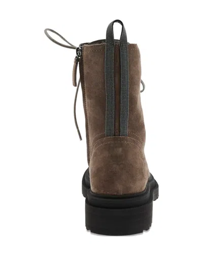 Brunello Cucinelli Suede Combat Boots Monile