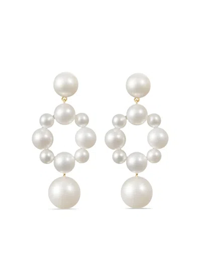 Sophie Bille Brahe 14kt Yellow Gold Grande Nebula Pearl Earrings In White