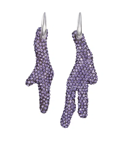 Tory Burch Crystal-embellished Hand Earrings In Silver