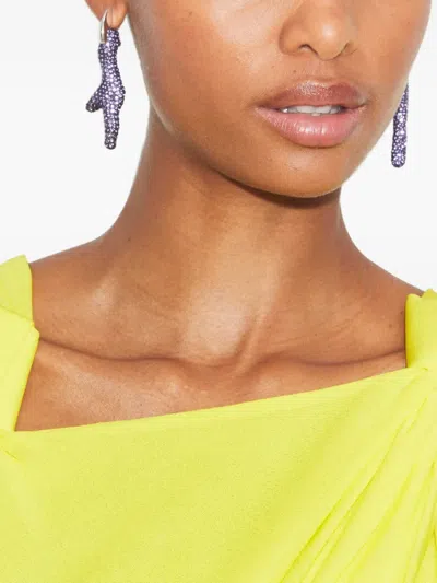 Tory Burch Crystal-embellished Hand Earrings In Silver