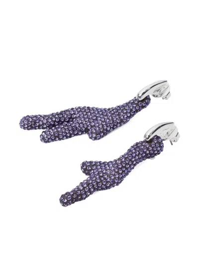 Tory Burch Crystal-embellished Hand Earrings In Silver