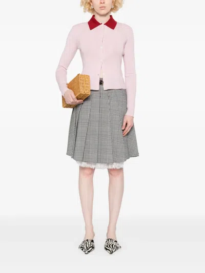 Self-portrait Prince Of Wales Check Pleated Midi Skirt In Gray