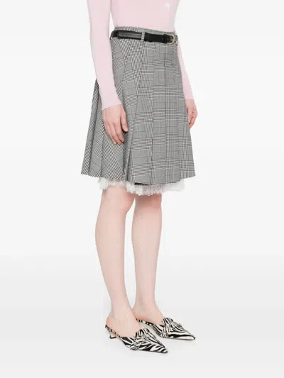 Self-portrait Prince Of Wales Check Pleated Midi Skirt In Gray