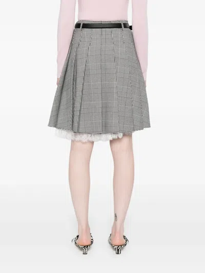 Self-portrait Prince Of Wales Check Pleated Midi Skirt In Gray
