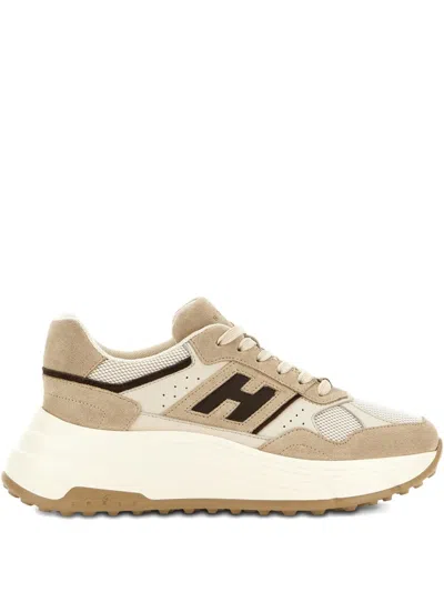 Hogan Hi-fi Suede And Mesh Sneakers In Neutral