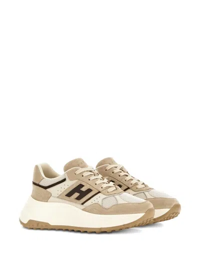 Hogan Hi-fi Suede And Mesh Sneakers In Neutral