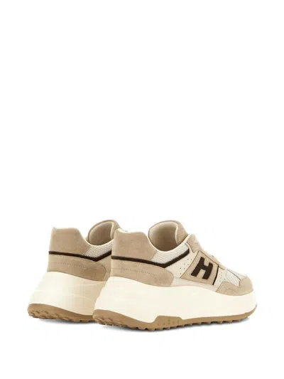 Hogan Hi-fi Suede And Mesh Sneakers In Neutral