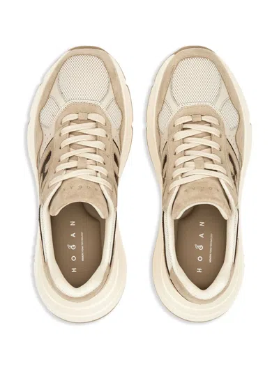 Hogan Hi-fi Suede And Mesh Sneakers In Neutral