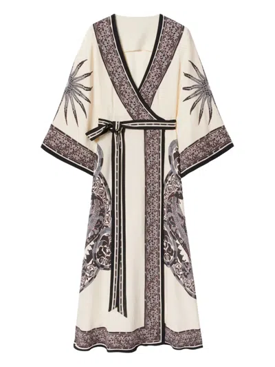 裹身式超长连衣裙