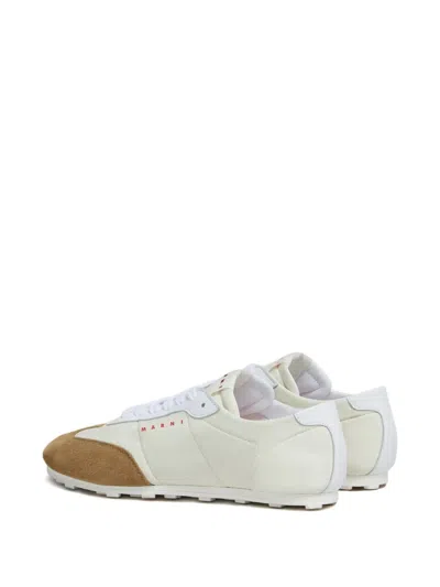 Marni Softy Soccer Suede-detail Leather Sneakers In White