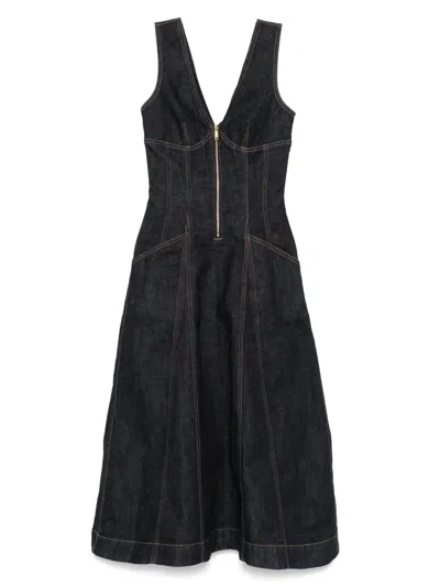 Self-portrait Self Portrait Denim Midi Dress In Black