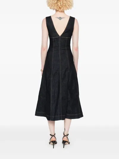 Self-portrait Self Portrait Denim Midi Dress In Black