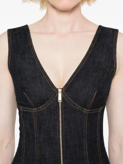 Self-portrait Self Portrait Denim Midi Dress In Black