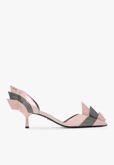 Prada Patent Leather Pumps In Orchid/steel In Pink