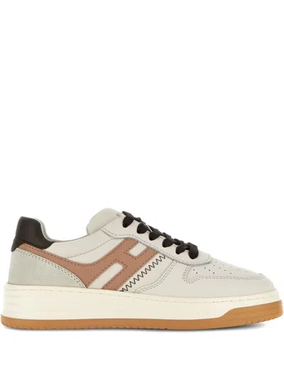Hogan Sneakers With Perforated Toe Box And Contrasting Accents In Neutral