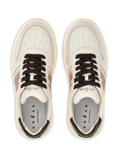 Hogan Sneakers With Perforated Toe Box And Contrasting Accents In Neutral