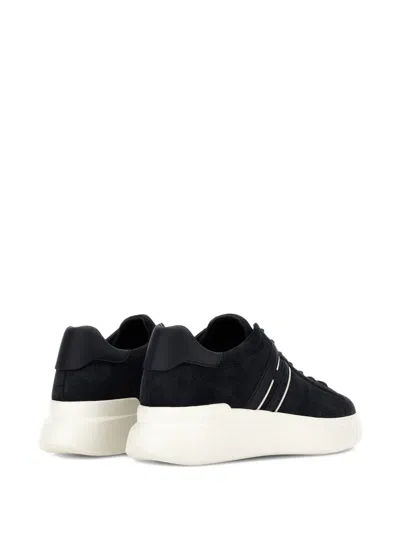 Hogan Leather Sneakers With Logo Side Panels In Black